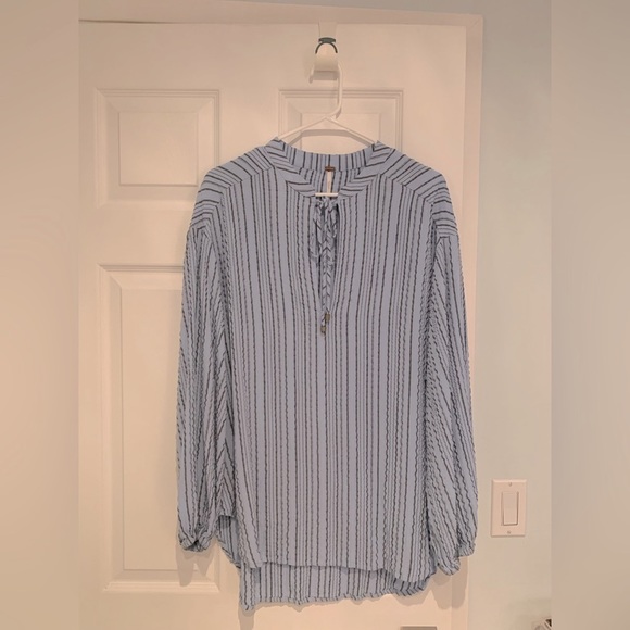 Free People Striped Tunic Top In Blue Stripe - Picture 4 of 5
